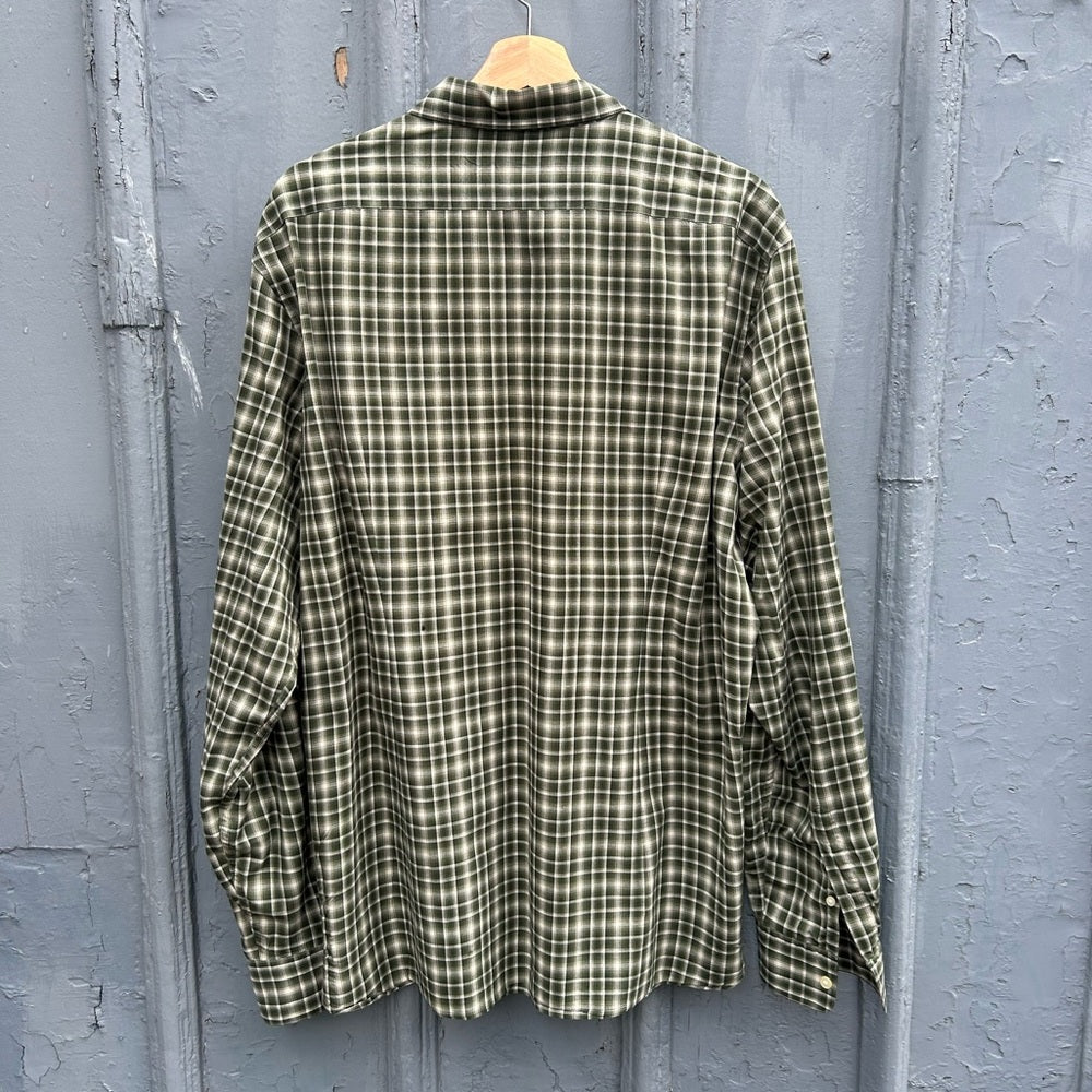 John Varvatos green plaid check button down, size XXL