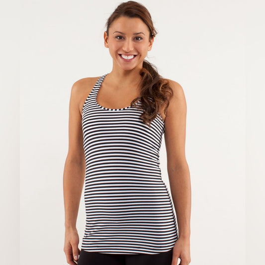 Lululemon b&w striped Cool Racerback tank, size 4,