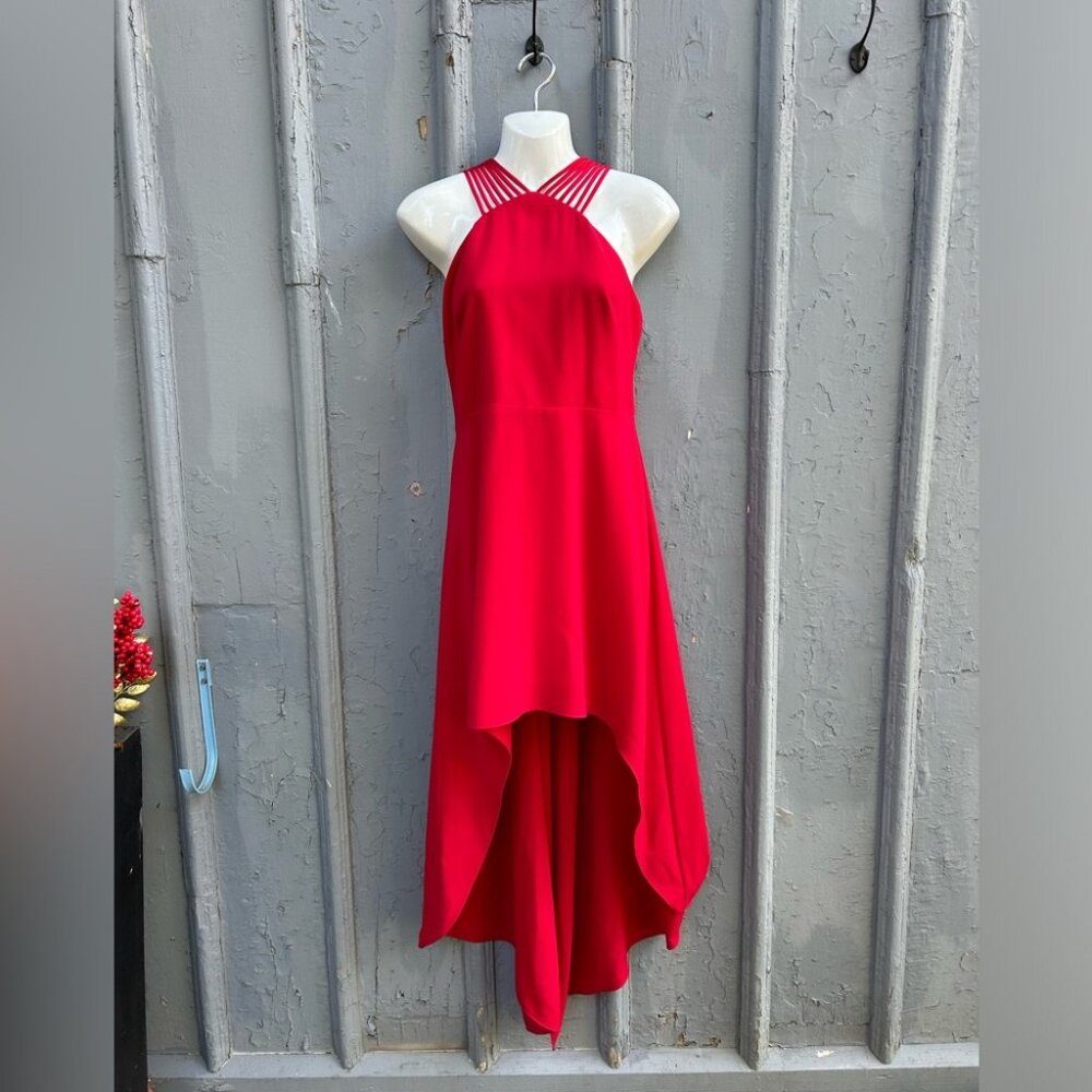 Halston Heritage Red High Low Dress, size 6