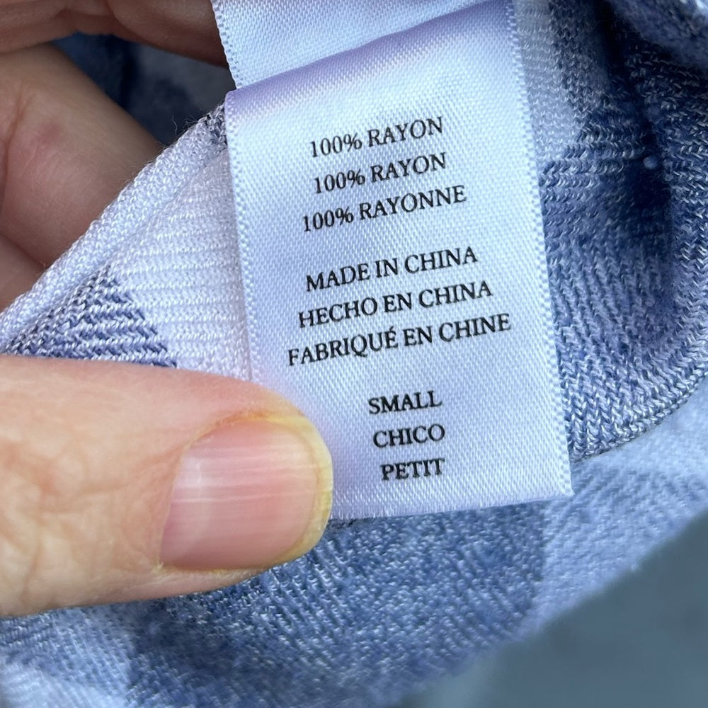 Rails Blue White Plaid Flannel button-down, small