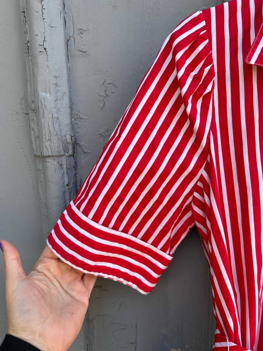 Maeve Red Kiana Striped Shirt dress, size M