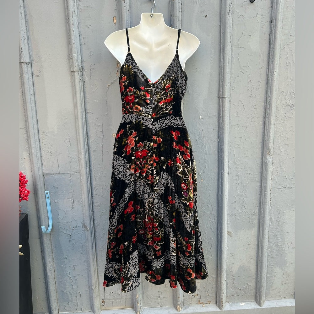 Anthropologie Eri + Ali Floral Burnout Slip Dress, size 4