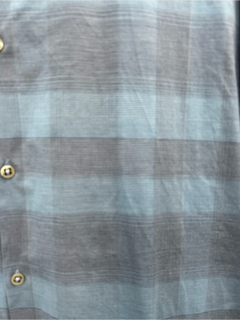 John Varvatos Luxe Blue Plaid SS button down, size XXL
