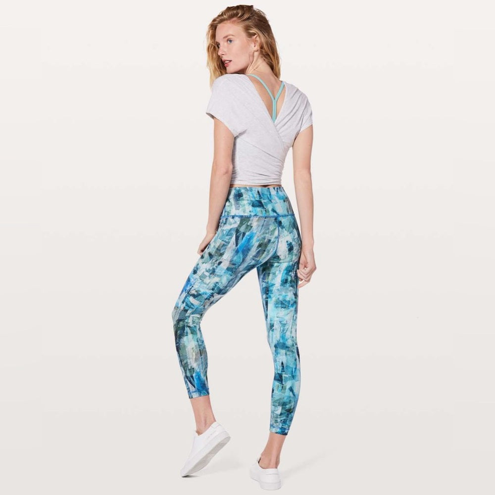 Lululemon Wunder Under Hi-Rise 7/8 Tight 25" Sun Dazed Multi Blue, size 6