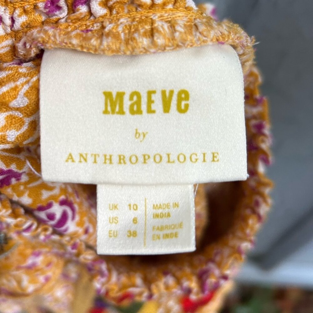 Anthropologie Maeve Goldie Embroidered Blouse, size 6