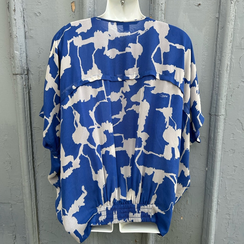 Diane Von Furstenberg Blue Silk Khalila Chiffon blouse, size Small