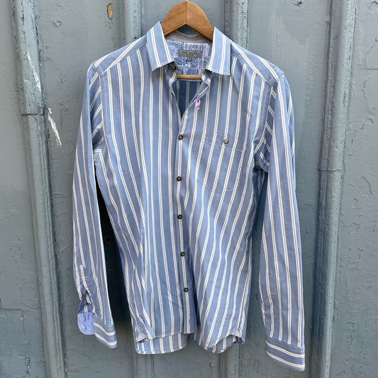 Ted Baker blue/ striped “yorksto” Buttondown, Ted size 3 (medium)