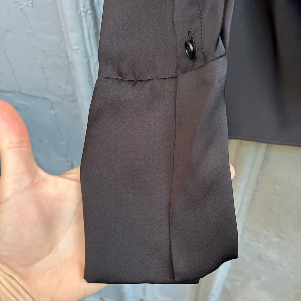 Stella McCartney Black Silk long sleeve tie waist blouse, size 42