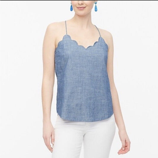 J Crew Chambray Scalloped Tank, size 14