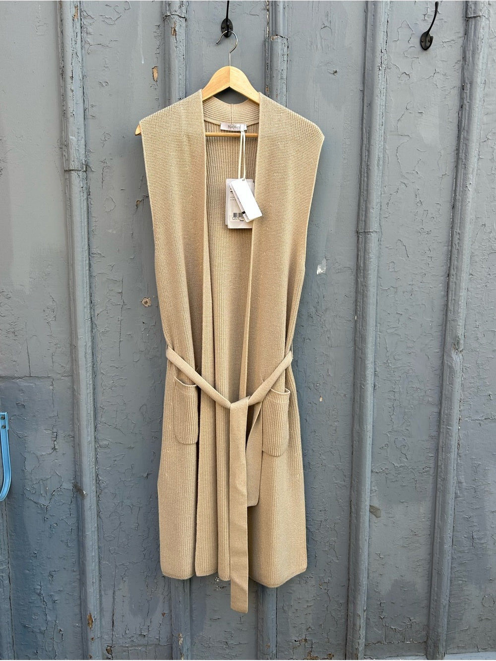 Max Mara Leisure Knitted Wool Waistcoat, BNWT, Taupe, size M
