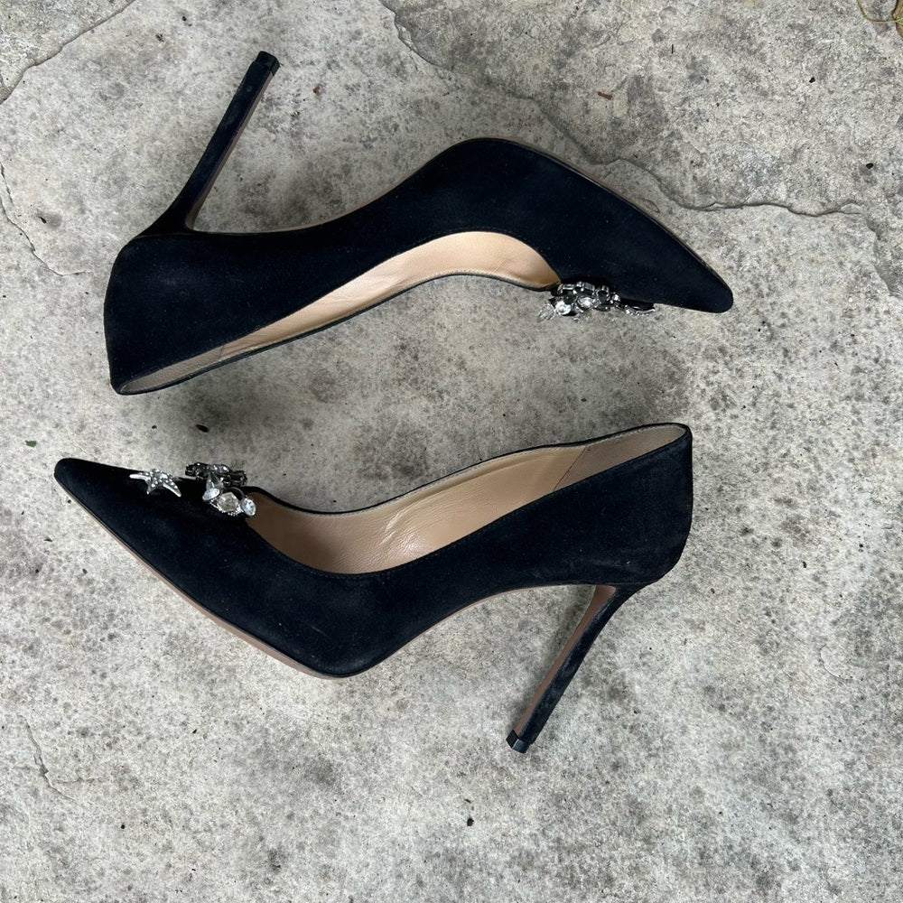 Jimmy Choo Jasmine Black Suede pump with crystals, size 37