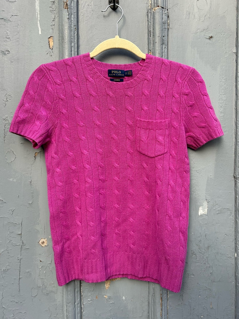 Polo Ralph Lauren Cashmere Short Sleeve Cable Knit Tee, size Small