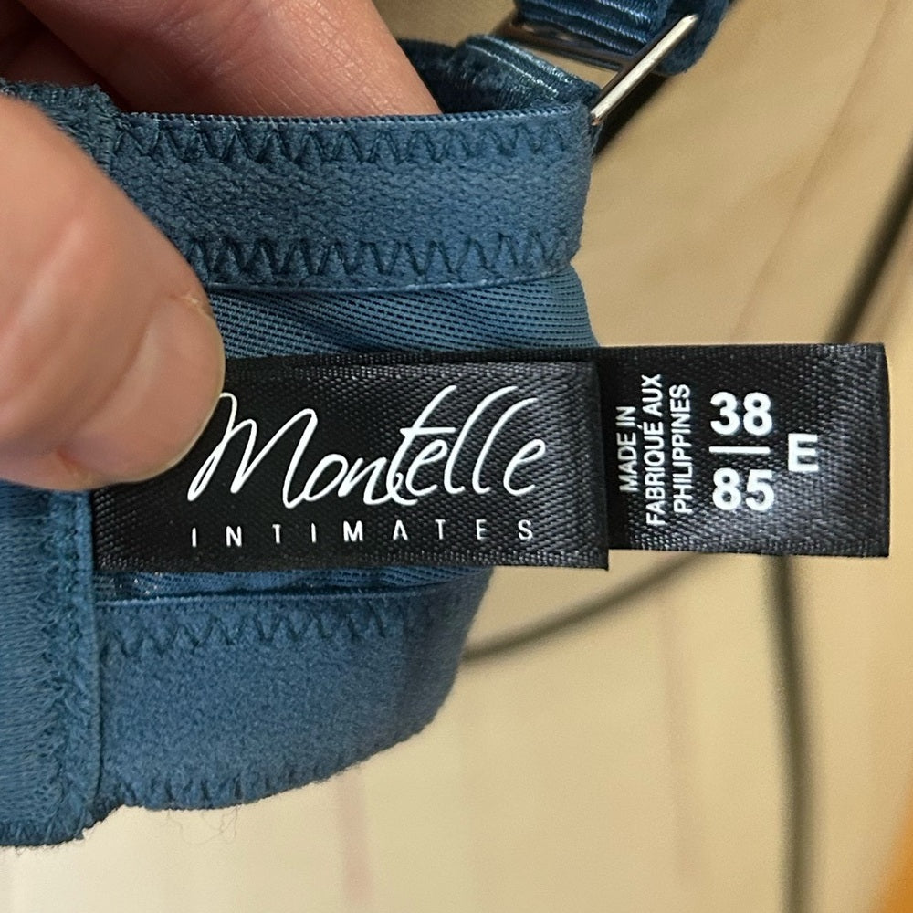 Montelle Intimates Blue Lace Bra, size 38E