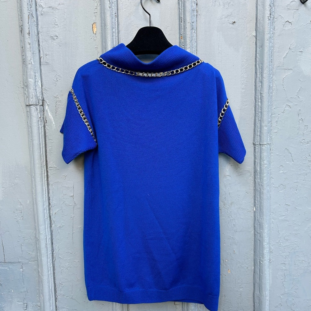 Boutique Moschino Blue Chain Detail Sweater, size S