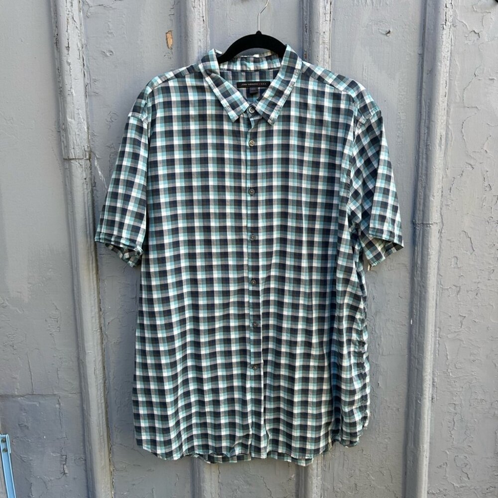 John Varvatos Plaid Check Button-down, size XXL