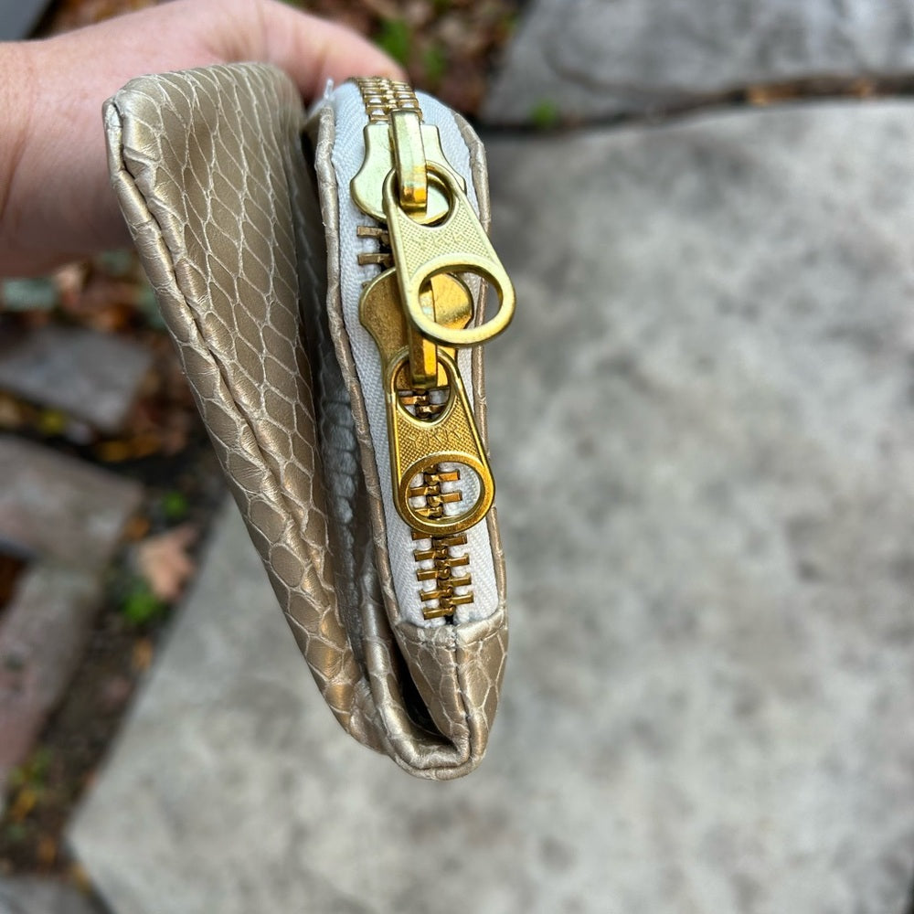 Brunswick & Co Gold Snakeskin Avenue Clutch, 12″ x 9″