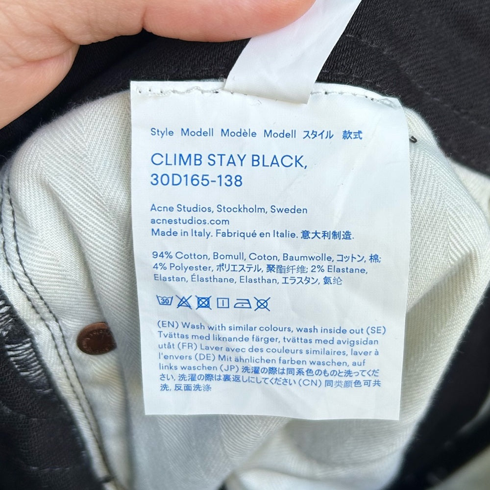 Acne Studios Bla Konst climb stay black jeans, size 25