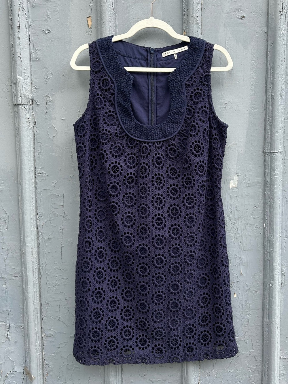Trina Turk Navy Broderie Anglaise Shift, size 8