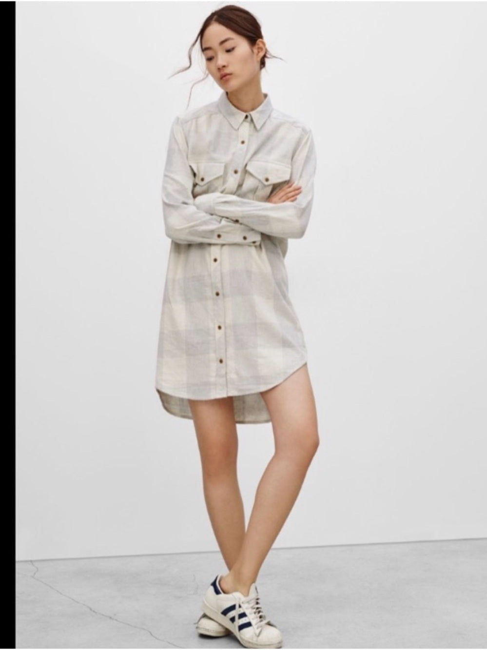 Wilfred Free Veronika Plaid Grey Dress, Size XS