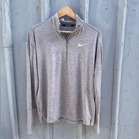 Nike Pro Dri Fit Heather Grey 1/4 Zip Running Top, size M