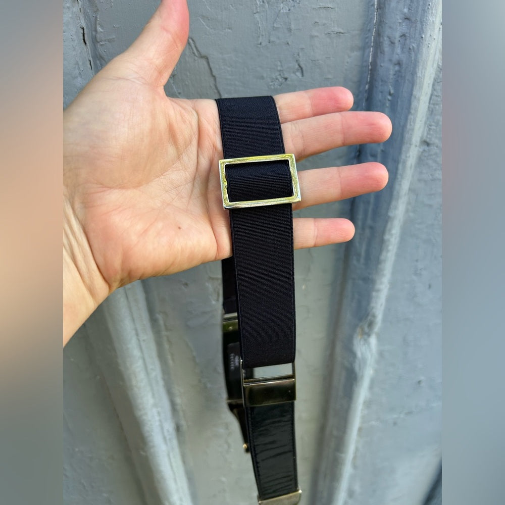 Suzi Roher black patent stretch belt, medium