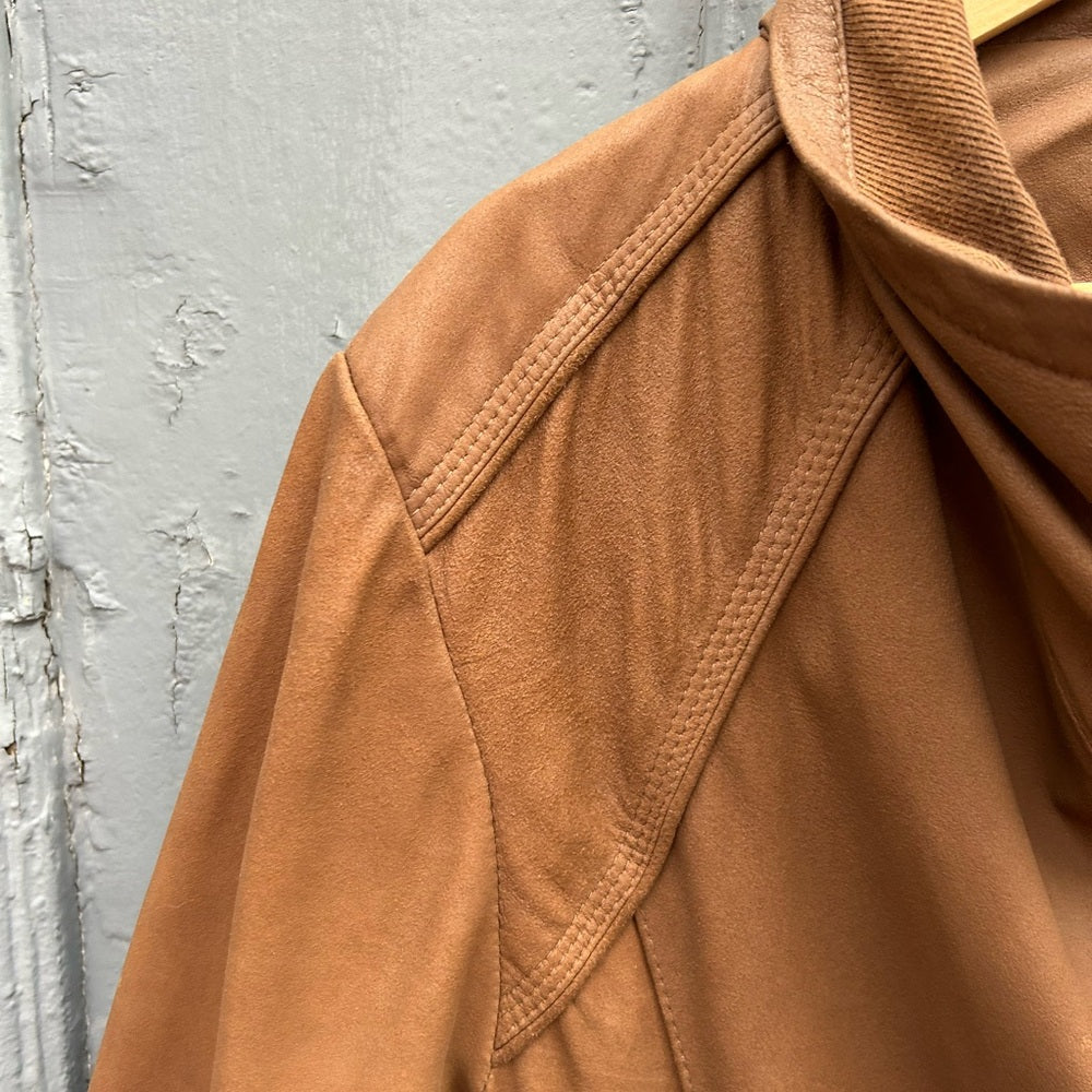 Elie Tahari Brown Andreas Lamb Leather Moto Jacket, size XL