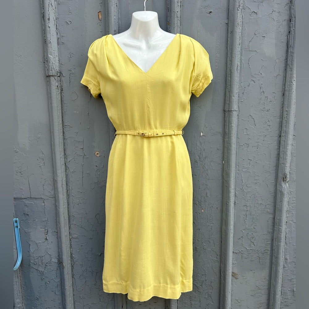 Jonelle 1950's Yellow Dress & jacket set, size vintage "12" (modern 6),