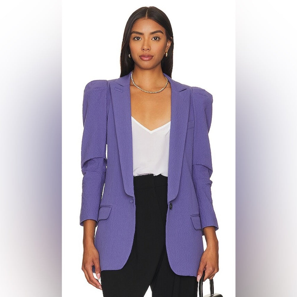 Smythe Texture Scrunch One-Button Blazer, size 2