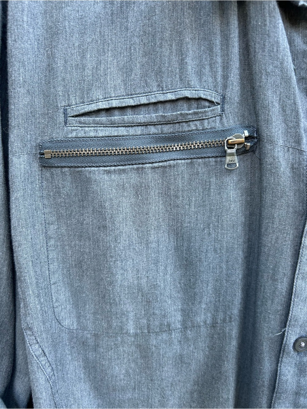John Varvatos Blue Double Zip Chest Pocket Button-Down Shirt, size XXL