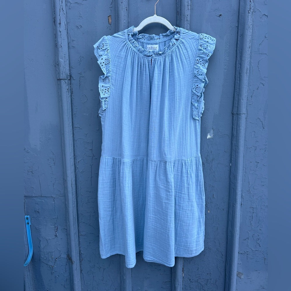 Velvet by Graham & Spencer Grace Flutter-Sleeve V-Neck Mini Dress, size Large