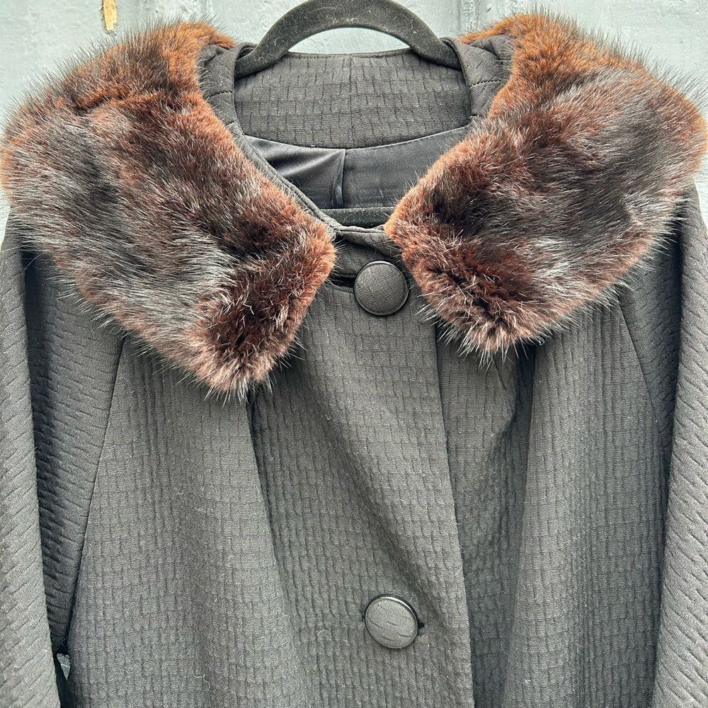 Vintage 1950’s fur trimmed Evening Coat, size Large