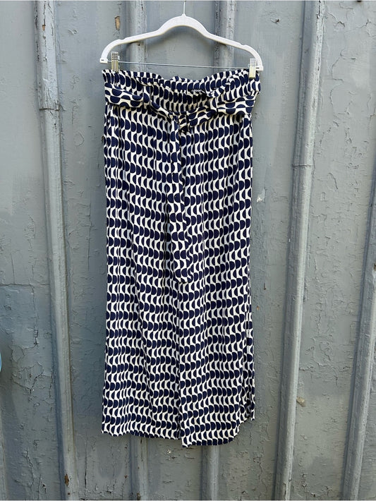 Olsen Blue & White Geometric Anna Pant, Size 16