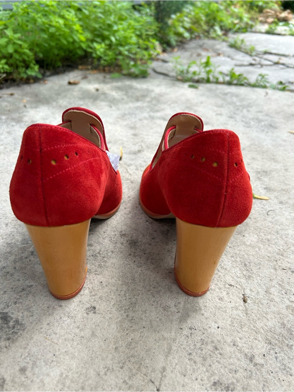 John Fluevog Attic Tova Contrast T-Strap Heel, size 7.5