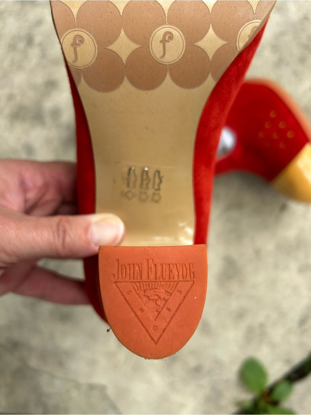 John Fluevog Attic Tova Contrast T-Strap Heel, size 7.5