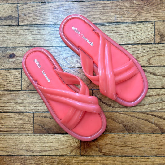 Larroudé’s x Melissa Cali PVC Slides, BNWOT, Size 39/40