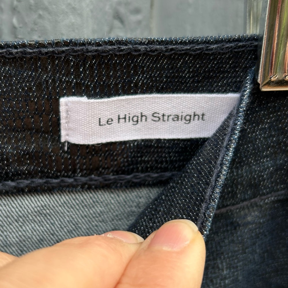 Frame Le Straight High Coated Snakeskin Jeans, size 30