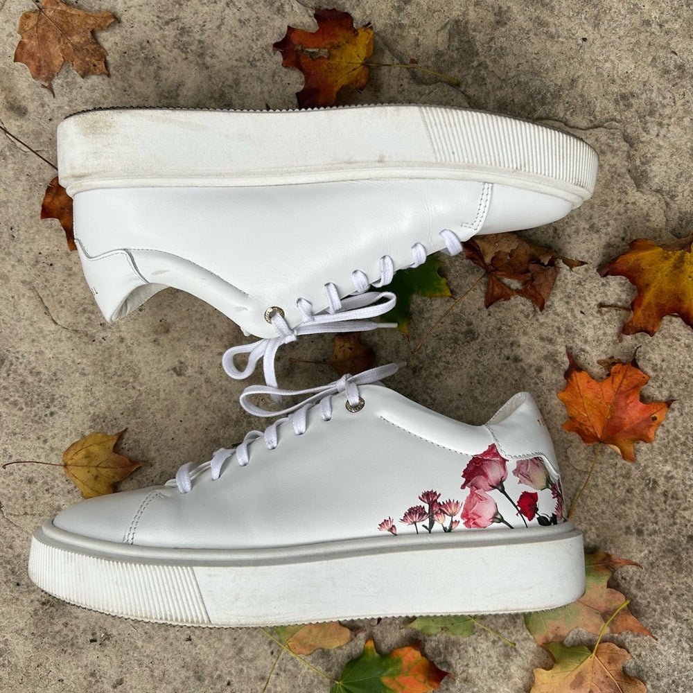 Ted Baker Floral Printed Platform Trainer Sneakers, size 9.5