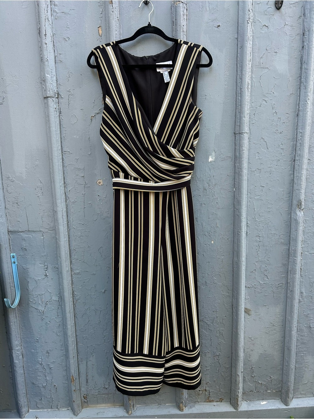 Joseph Ribkoff Black & Gold Stripe Jumpsuit, Size 16