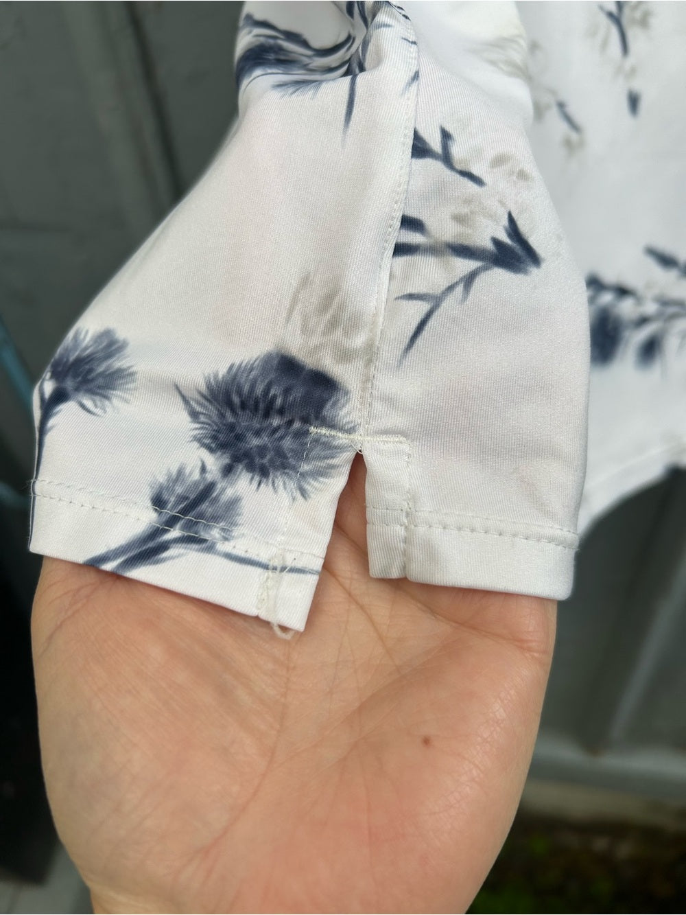 Puma blue and white floral golf polo, size XL