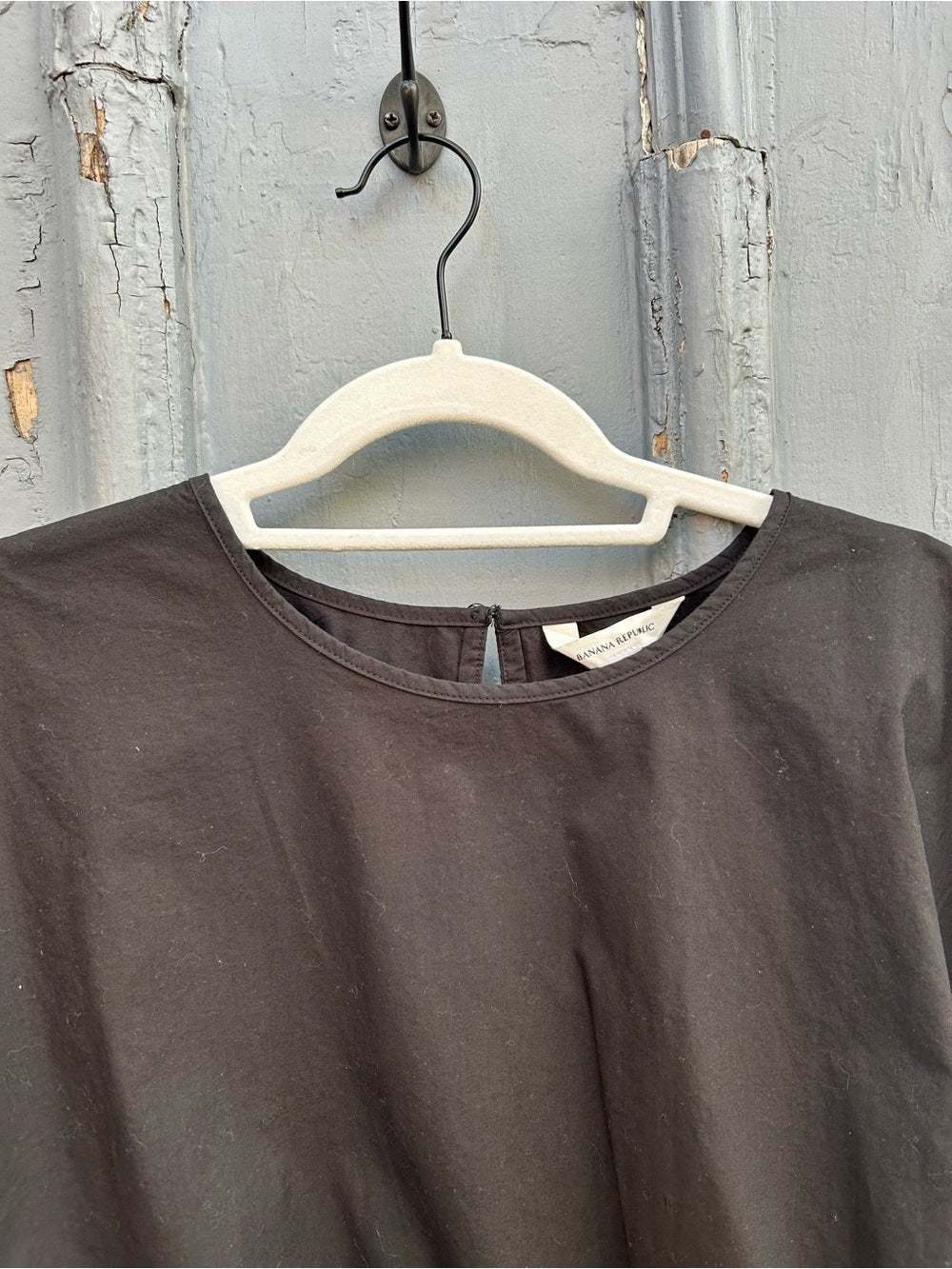 Banana Republic Black Poplin Bubble-Hem Cropped Top, M