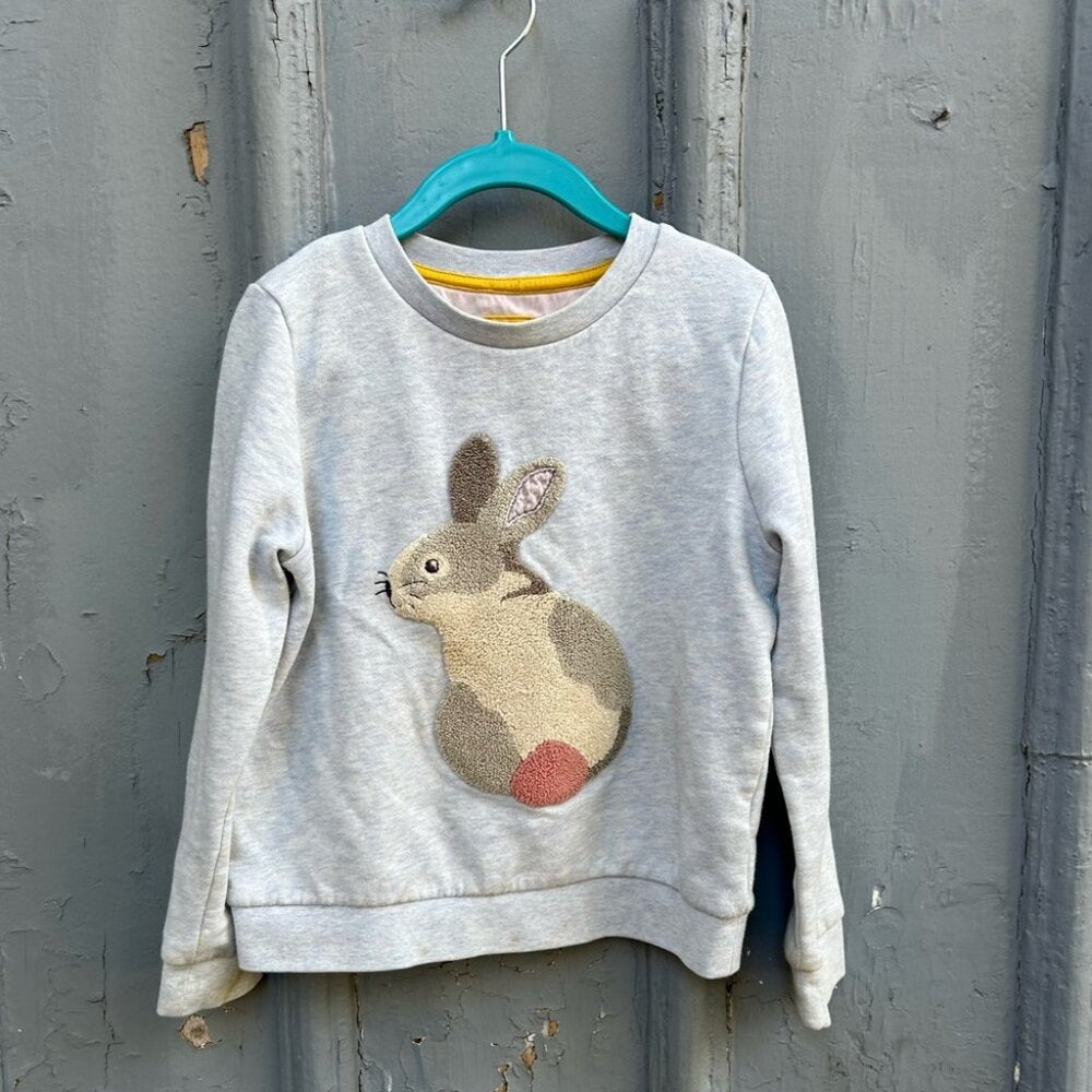 Mini Boden Bunny Crewneck Sweatshirt, size 5/6