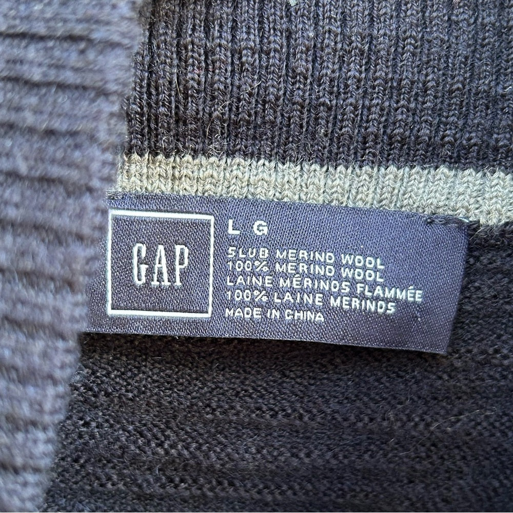 Gap Navy 1/4 zip Slub Merino Sweater, size L