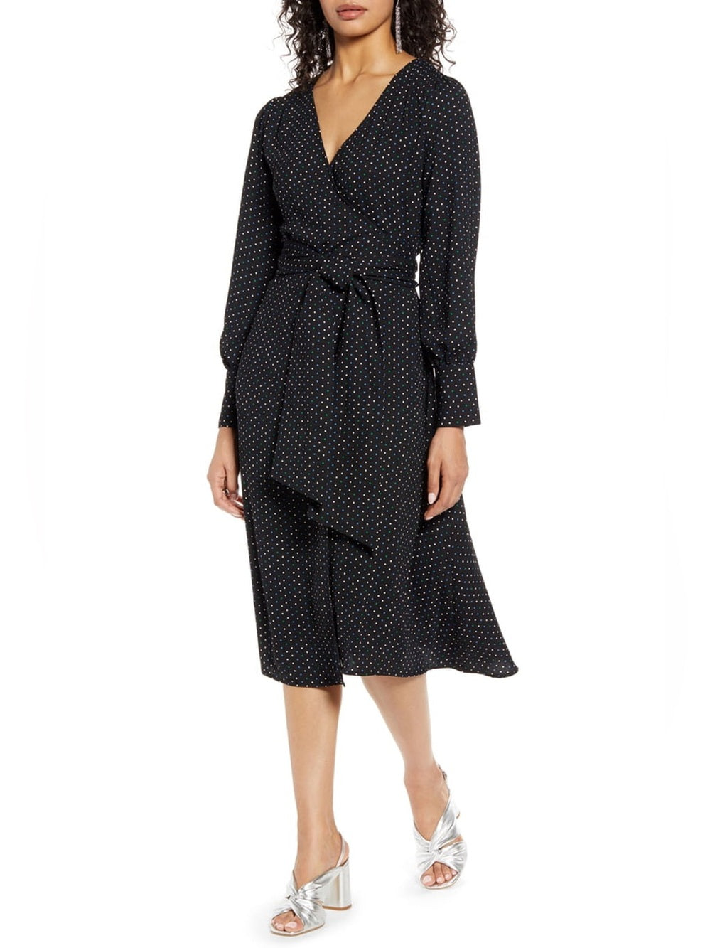 Halogen polka dot wrap dress, size XL