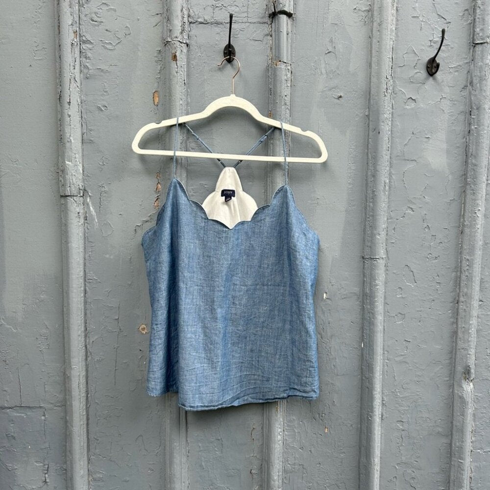 J Crew Chambray Scalloped Tank, size 14