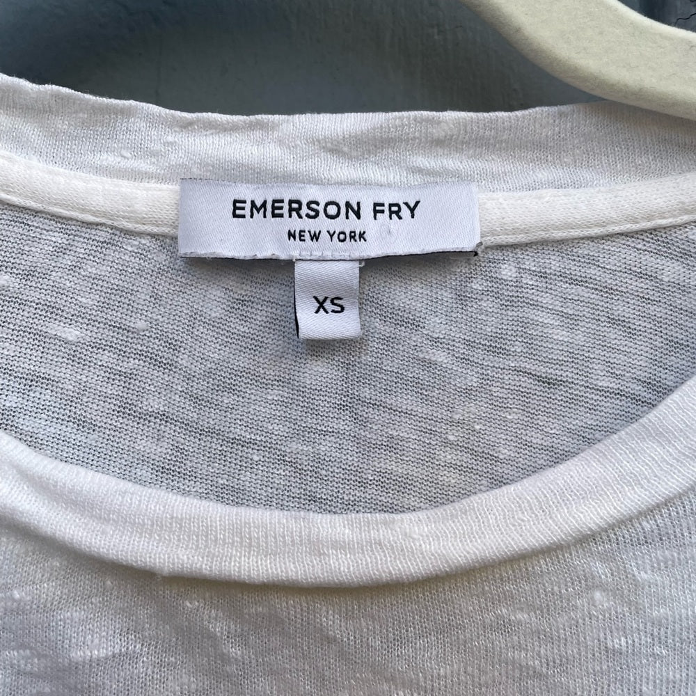 Emerson Fry Emerson White Linen Crewneck long sleeve tee, size XS