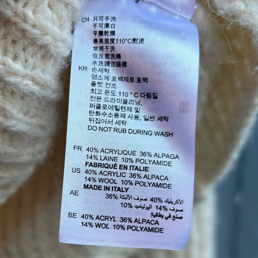 Sandro Paris Cream Alpaca Wool Sweater, size “1” (Small)