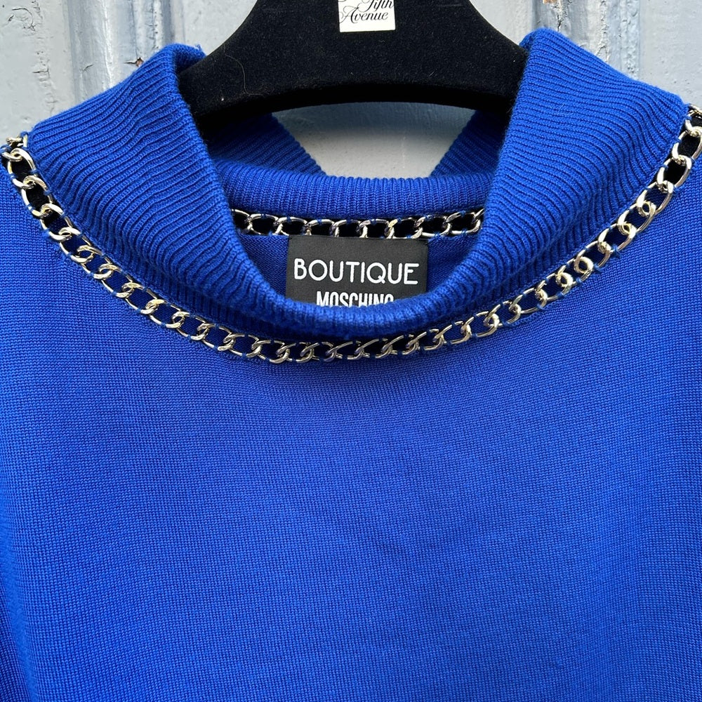 Boutique Moschino Blue Chain Detail Sweater, size S