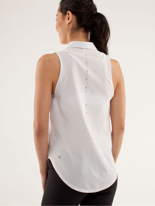 Lululemon white Hot Hitter Sleeveless Polo, size 6