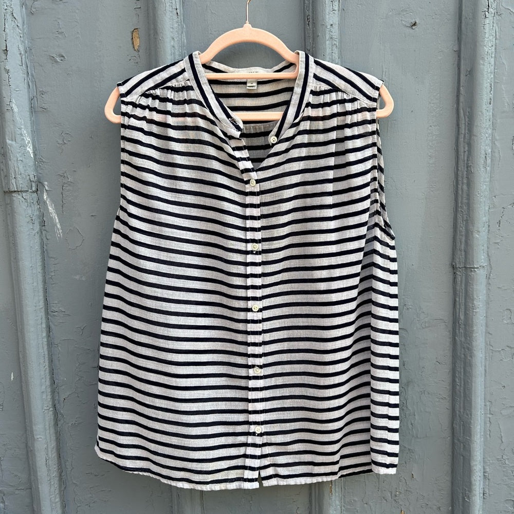 J Crew navy/ white sleeveless striped top, size 12