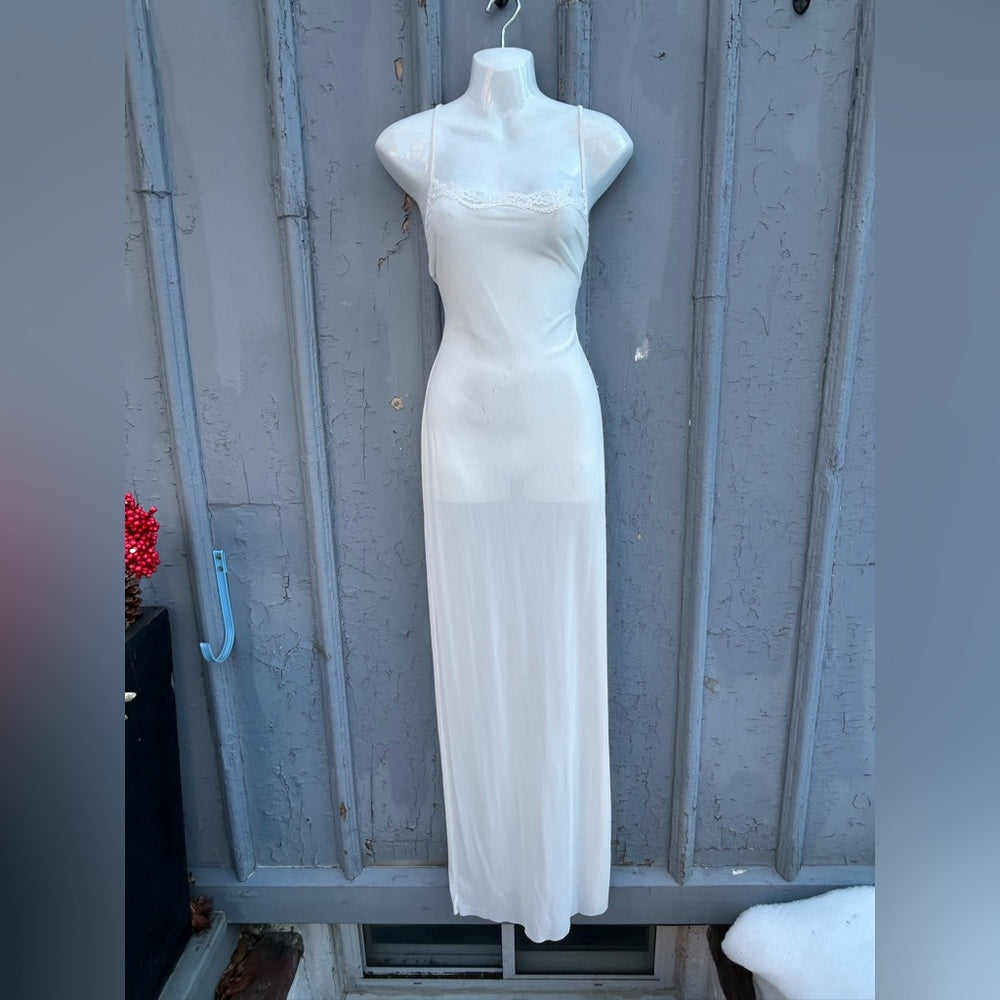 Skims Sheer Cream Maxi Slip, size L